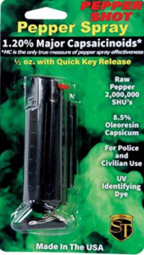 Pepper Shot 1.2% MC 1/2 oz Pepper Spray Hard case Belt Clip