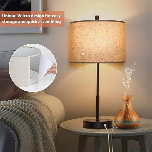 Lampe de chevet tactile à intensité variable 3 voies avec double port USB