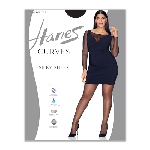 Hanes Curves Control Top Sheer Toe Silky Sheer Pantyhose with Wicking Cool Comfort4