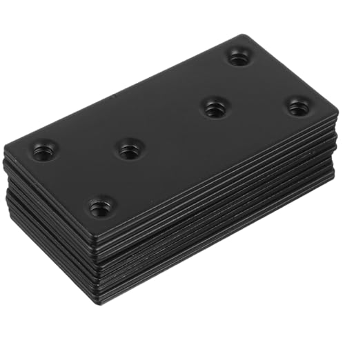 HOMOCONO 10pcs Stainless Steel Corner Code Flat Plate Straight Bracket Flat Bracket Metal Plate with Holes Metal Mounting Plate Braces for Wood Mending Plates Small Metal Plate Black