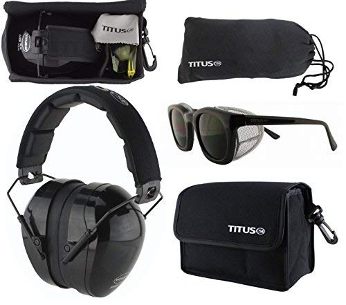 TITUS Triple Black B4 32 NRR Noise Reduction Hearing Protection Ear Muffs & Sport Safety Glasses Range Combos