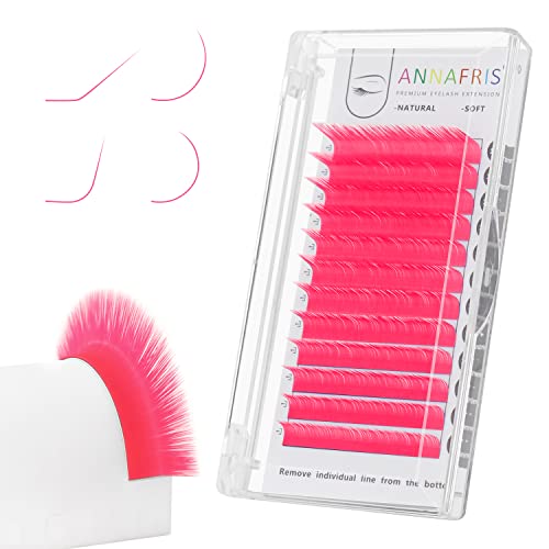 ANNAFRIS Colored Eyelash Extension Classic Pink 0.07 C Curl 8-15mm Mix Colorful Single Lash Extension Individual Salon Supplies Color Lash Professional (Classic Pink,0.07 C 8-15mm Mix)