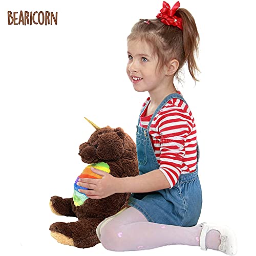 Joyamigo Plush Grizzly Teddy Bear Magical Brown Bear Unicorn Stuffed Animal, Bearicorn With Golden Horn And Rainbow Belly, Unicorn Decor, Cute Children,Lover Gift, 16 Inches #TOP4