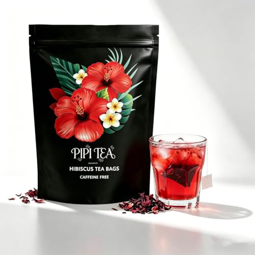Pipi Hibiscus Tea Bags Organic,100% Natural Organic Hibiscus Tea Bags,Natural Sweet & Sour Flavor,Caffeine-Free,30 Bags (1 Bag)