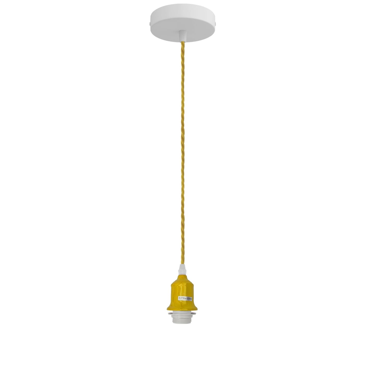 LEDSone Vintage Ceiling Pendant Light Fitting Yellow Twisted Braided Flex, E27 Lamp Holder Suspended Pendant Light Fitting Kit for Kitchen Island Living Room Dining Lightings — image 1