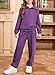 blibean Tween Girls Sweatshirt Half Zipper Sweat Pants Sets Kids Girl Athletic Jogger Jogging Suits Collar Pullover Outfits Fall Fashion Clothes Pullover Tops Size 10-11 Years Old Purple