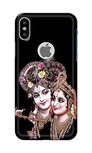 Image of PRINTFIDAA� Printed Hard Back Cover Case for Apple iPhone X | iPhone 10 | iPhone Xs | iPhone 10s Logo View Back Cover (Radha Krishna) -2808