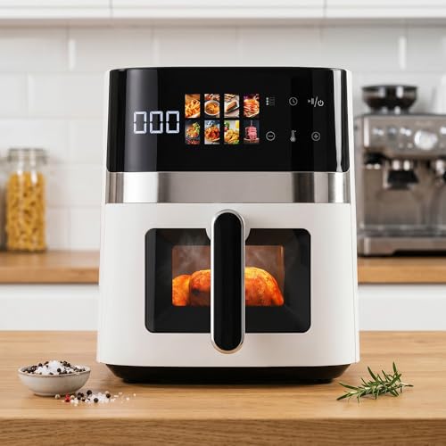 Image of Toree Smart View Digital Air Fryer with Window, Rapid Hot Air Technology, Oil-Free Cooking, With complete accessory set, silicone bake tray, tong, skewers etc. | 1 Year Warranty- 8130656959