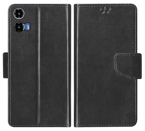 Image of SBMS Flip Cover for Motorola Moto G34 5G / Moto G45 5G 6.5-Inch Back Cover Case with Magnatic Closure | Inbuilt Stand | Card & Money Pocket (Black)