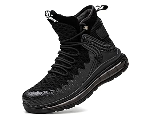 IYVW F66 Chaussure de Securite Homme et Femme Respirant Basket de Securite Homme Montante Legere et Confortable, Botte de Securité Travail de Chantieret noir 44 EU Cover