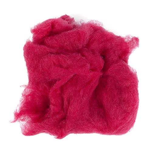 Image of Desert Breeze Distributing Maori Wool Carded Batting, 100% Natural New Zealand Wool Made by DHG in Italy for Needle Felting, 3.5 OZ, 27 Micron, Color Raspberry Red