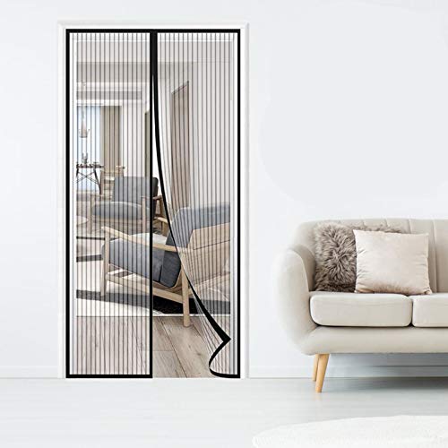 Preisvergleich Produktbild THAIKER Fliegengitter Balkontür, 120x205cm(47x81inch) Magnetischer Fliegenvorhang Insektenschutz Frei Magnetisch für Balkontür Terrassentür Wohnzimmer, Schwarz A