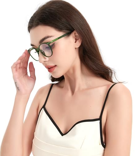 Image of 2 Pack Blue Light Blocking Glasses for Women and Men, Round Frame Computer Gaming Anti Eyestrain & UV Glare RF6213 (Clear + Coco Tortoise)