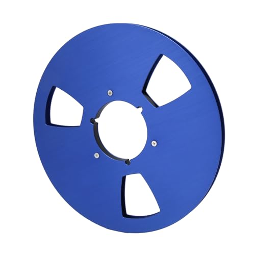 Kelawoly Carretes de Recogida Vacíos, Carrete de 3 Orificios de Aleación de Aluminio de 10,5 Pulgadas para Máquinas de Cinta de Carrete a y Aplicaciones Universales (BLUE)