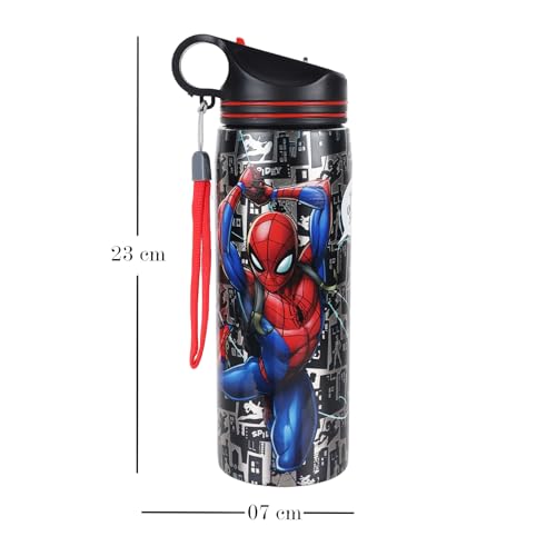 Image of Marvel Avengers Stainless Steel Sipper Water Bottle (700ml) - Cartoon Character Print, Leakproof & Durable, Single Wall Bottle for Boys, Girls, Kids & Adults | Gym, Office, School, College Use