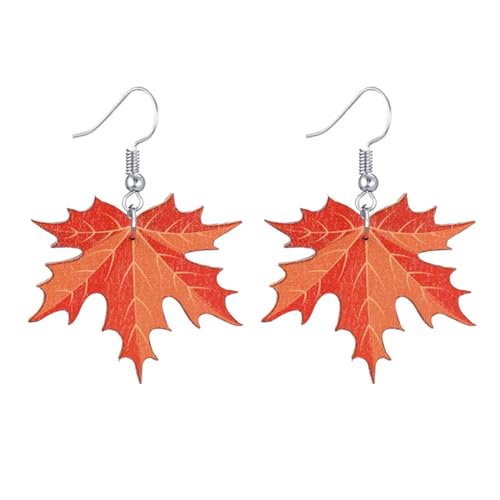 Cute Thanksgiving Earrings for Women Handmade Colorful Wooden Autumn Fall Turkey Chicken Pumpkin Maple Leaf Sunflower Dangle Drop Thanksgiving Fall Earrings Holiday Jewelry