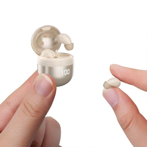 Xmenha Invisible Mini Small Earbuds Wireless Hidden Earphones for Small Ears Bluetooth In Ear Buds Soft Tiny Headphones ENC Noise Cancelling for iPhone Android Sleep Work Commuting Audiobooks (Nude)
