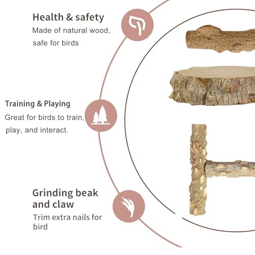 image for Bolagar Bird Ladder Perch for Cage, Nature Wooden Bird Bridge Exercise