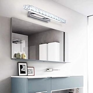 Cainjiazh 17.3'' Crystal Front Mirror Lamp 18W LED Vanity Mirror Lights Frontlight Make-up Mirror Cloakroom for Dressing Table (6500K Cool White), 90 Degrees Rotatable
