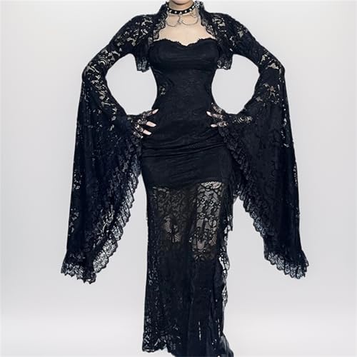 TOMETO STAR Goth Shrug Crop Top Women Bridal Bolero Vintage Rave Medieval Formal4