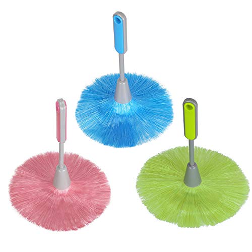 Image of WOVTE 3 Pack Fluffy Microfiber Delicate Kitchen Duster Laptop Keyboard Brush Computer Screen Cleaner Tool Mini Dusting Wand (Blue, Green, Pink)