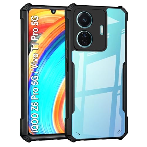 Image of Zapcase Back Case Cover for Vivo T1 Pro 5G / iQOO Z6 Pro | Compatible for Vivo T1 Pro 5G / iQOO Z6 Pro Back Case Cover | Clear Case with Camera Protection | (TPU + PC | Matte Black)