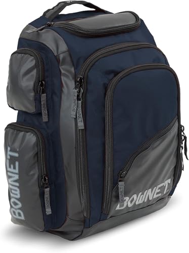 Bownet Commando Coaches Bat Bag Baseball & Softball Backpack with Fungo Holder 15.5 Laptop & Tablet Pocket Large Gear Storage Padded Straps Youth & Adult Navy Blue