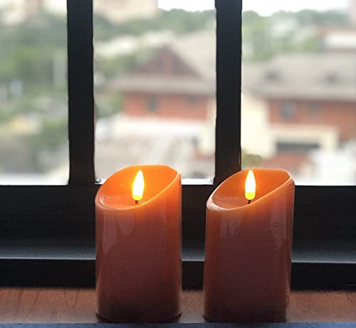 Adoria LEDCAN048O Orange Flameless Candles Set 2-Real Wax Pillar Candles Battery With Pumpkin Scented thumb #3