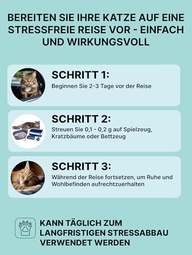Matatabi Pulver für Katzen | | Natürliches Anti-Stress Katzen Pulver für Reisen & Umgebungswechsel | Appetitanregend & Immunsystem stärkend | Alternative zu Katzenminze | 100% Reines Silvervine