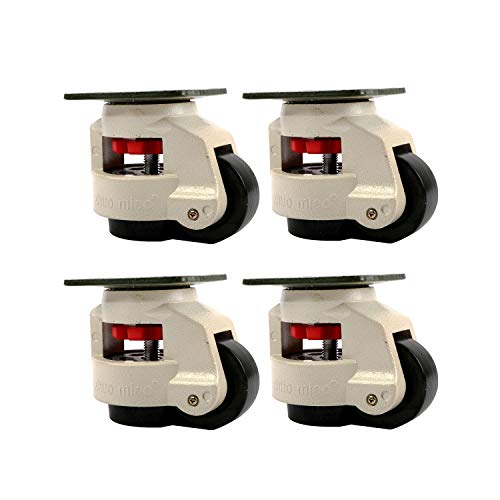 lehom Leveling Casters Wheels 4 Pack Industrial Machine Swivel Caster Wheels 80F Heavy Duty Plate Mounted Leveling Machine Retractable Workbench Nylon Wheel Rubber Foot
