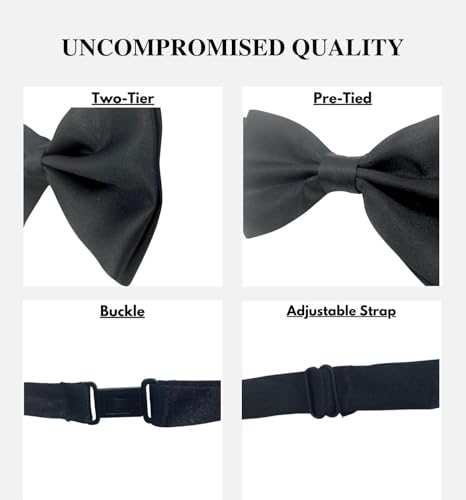 Image of MDSTYLE Bow Ties for Men Pre-Tied Adjustable - Classic Men's Bow Tie - Tuxedo Wedding Formal Bowtie Solid Color Bowties