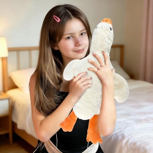 PcvGef Gans Kuscheltier, Weiches Gans Plüschtier, Gewichtskuscheltier, 50cm Groß, Ente Kuscheltier, Ideal Als Schlafbegleiter Und Dekoration
