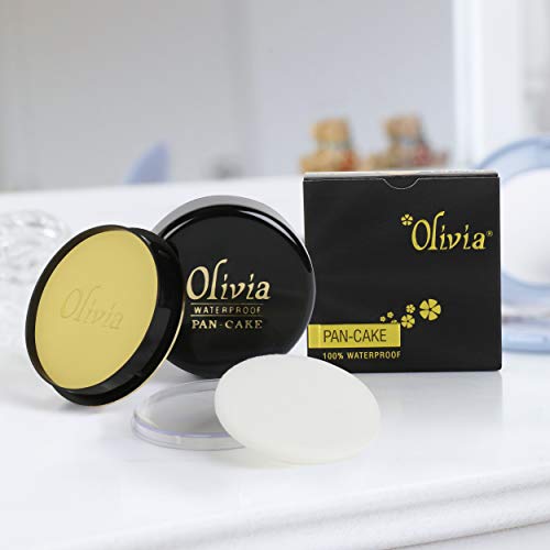 Image of Olivia Pan Cake 100% Waterproof 25g x 2 | Full Coverage Makeup Base | Smudge-Proof & Sweat-Resistant | Long-Lasting Velvety Finish | Hides Blemishes | For All Skin Types | Pack of 2 | Golden Yellow 21