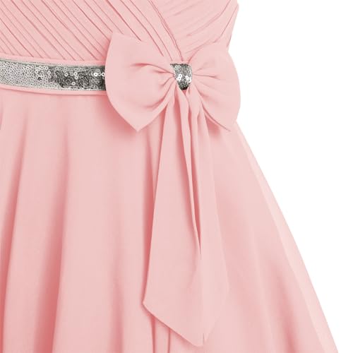 IBTOM CASTLE Flower Girls Dress Sequins Spaghetti Straps Chiffon Midi Dress Flowy Birthday Party Formal Prom Gown4