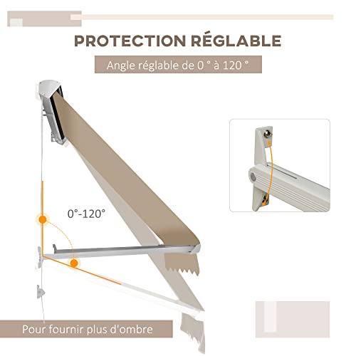 Store banne manuel anti-chaleur Outsunny réglable imperméable beige