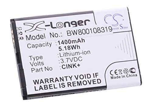 vhbw Batterie Li-ION 1400mAh (3.7V) pour télephone Portable Smartphone Wiko Cink Plus, Cink+ comme Cink+.
