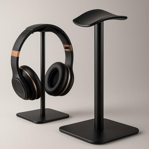 Générique Support pour Casque Audio, Socle de Bureau en Métal Noir, Design Élégant et Stable