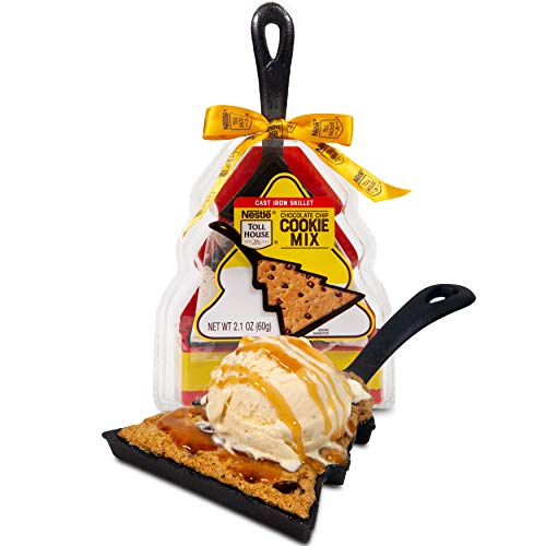 Thoughtfully Gifts, Nestle Toll House Chocolate Chip Cookie Mix: Mini Tree Cast Iron Skillet Edition, Includes Chocolate Chip Cookie Mix and Mini Cast Iron Skillet
