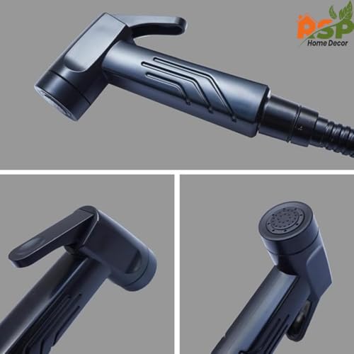 Image of Black ABS Plastic Handheld Health Faucet - Hygienic Bidet Jet Spray Gun for Toilet Cleaning and Personal Hygiene- Pack of 2 (Full Black)