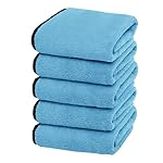 Story@Home Microfiber Super Absorbent Small Wipes 500 GSM Silk Banded Edge Towel Set Extra Thick Microfiber Cleaning Cloths Perfect for Bike (20 x 30 cm, Sky Blue) 5 Pieces