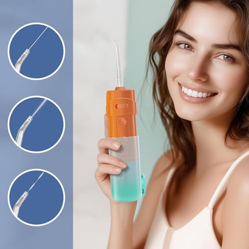 Munddusche, wiederaufladbar, kabellos, 240 ml, für die Zahnreinigung auf Reisen, zu Hause, für Frauen, Männer und Kinder – Bild 3