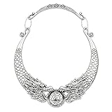 ABJFJE Retro Ethnic Carved Double Dragon Chunky Bib Collar Choker Necklace Gothic Stylish Exaggerated Fashion Dragon Statement Necklace Jewelry For Women Girl Gift (Antique silver dragon)