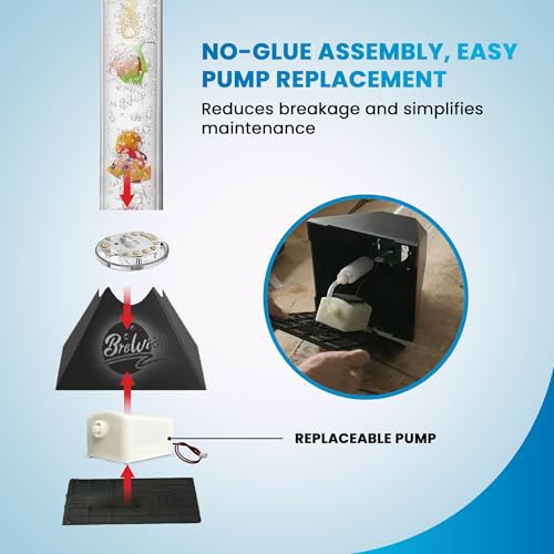 Image of Brewish 4FT Bubble Tube Lamp with Replaceable Pump | 16 LED Color Changing Fake Aquarium Night Light with Remote & 12 Fish, No-Glue Design, Home Decor, Ideal Gifts, Sensory Lights for Autism & ADHD
