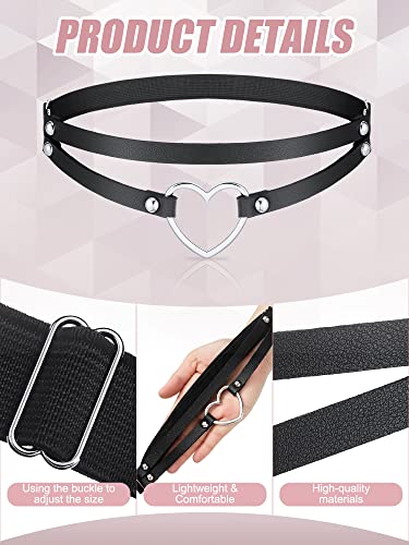 2 Pairs Plus Size Thigh Adjustable High Elastic Garter Belt Leather Women's Gothic Double Straps Heart O Ring Leg Thigh Elastic Garter Belt #TOP4