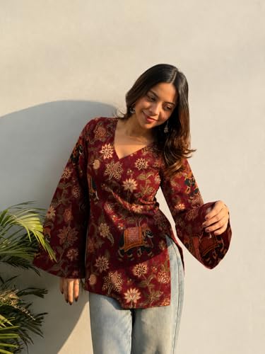 Image of ANNI Designer Cotton Short Kurti for Women | Stylish Kurti | Short Kurti Top | Casual Kurta for Women | Comfortable Cotton Kurtis for Womens