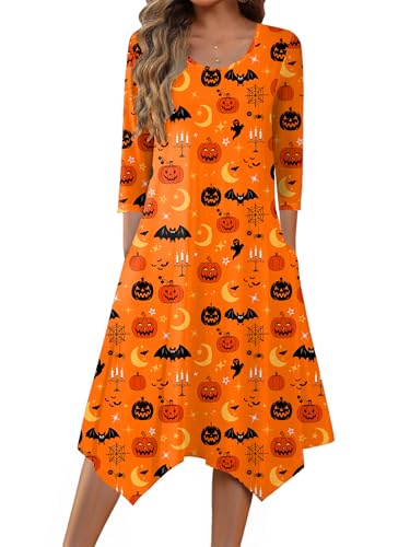 Image of Zeagoo Midi Dresses Women 2026 Dress 3 /4 Sleeve Casual Dresses with Pockets A Line Summer Beach Sundress