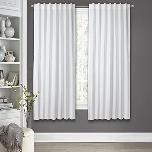 Light & Pro Back Tab Farmhouse Cotton Duck Curtain 50X72 Inch, Tab Top White Bathroom Window Treatment Décor Panel For Kitchen Nursery Livingroom Bed Room Solid White Curtains - 2 Panels #TOP4