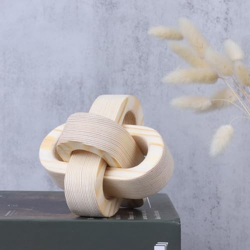 Cadena de madera de 3 eslabones tallada a mano para decoración exclusiva de estantes 3
