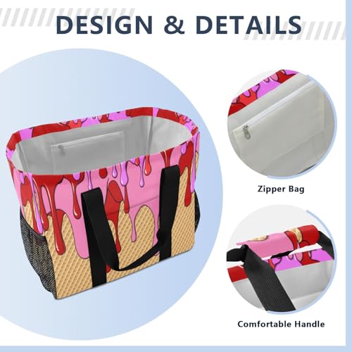 Colorful Dripping Candy Reusable Grocery Bags Large Tote Bag Waterproof Canvas Organizer for Beach Picnic Laundry Travel4