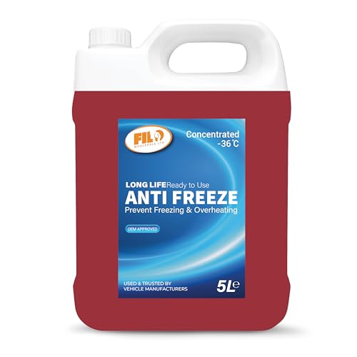 Filo Red Antifreeze & Coolant Ready to Use 5 L | Concentrated -36°C Protection | Engine Coolant, High Performance/Long-Life Formula | Extreme Winter Coolant | All Cars.